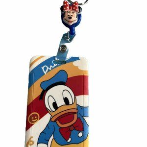 DONALD DUCK Lanyard ID Badge Reels Retractable Holder Hard Plastic Card Case NEW